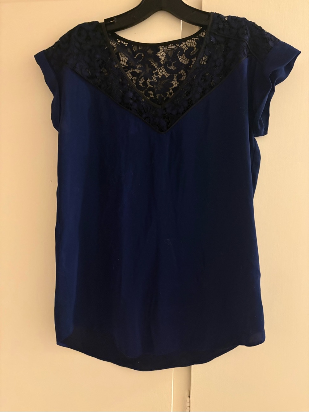 Express lace top vibrant blue blouse